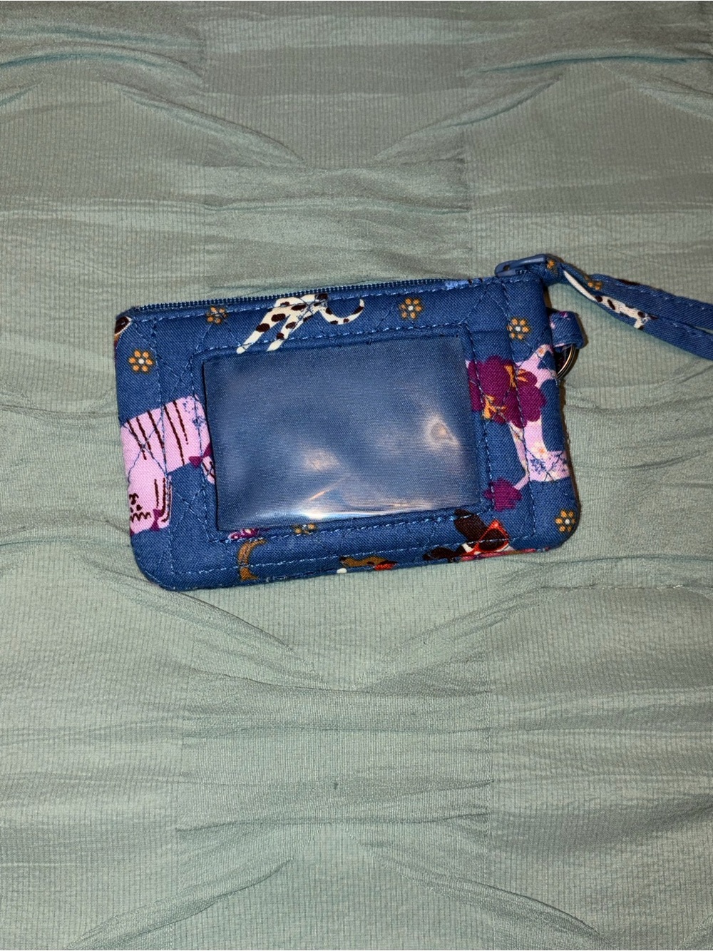 Vera Bradley Blue dog pattern Quilted Wristlet ID Case